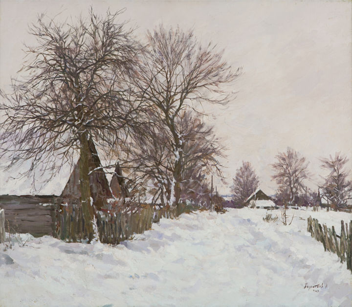 Картина под названием "Winter in Khoruzhi" - Igor Barkhatkov, Подлинное произведение искусства, Масло