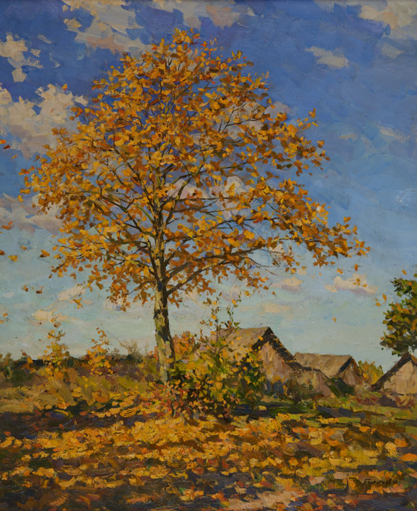 Painting titled "Yellow Maple" by Igor Barkhatkov, Original Artwork, Oil