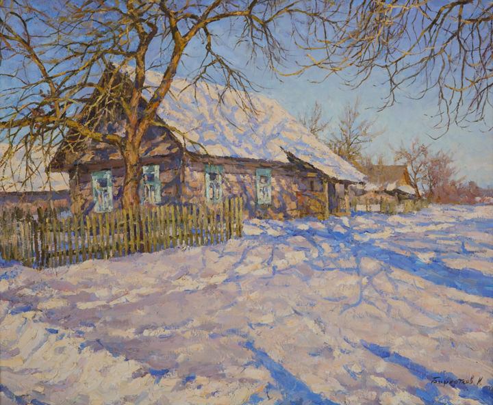 Schilderij getiteld "Frosty Morning" door Igor Barkhatkov, Origineel Kunstwerk, Olie