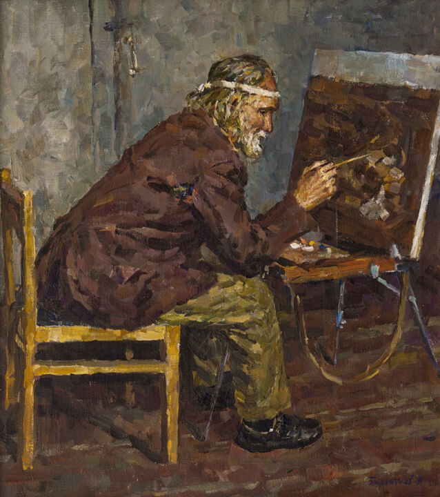 Painting titled "Portrait of the Art…" by Igor Barkhatkov, Original Artwork, Oil Mounted on Wood Stretcher frame