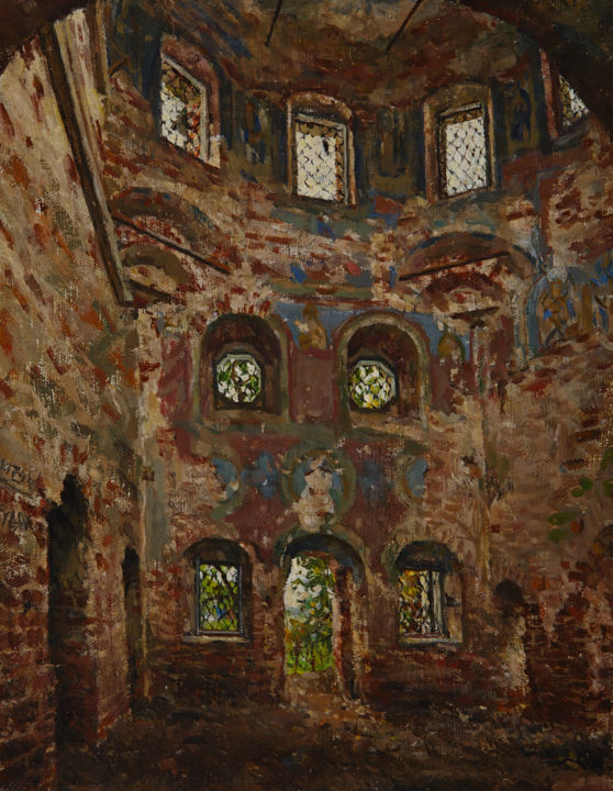 Painting titled "Church in New Jerus…" by Igor Barkhatkov, Original Artwork, Oil