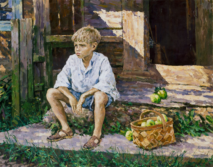 Painting titled "Summer in the Villa…" by Igor Barkhatkov, Original Artwork, Oil