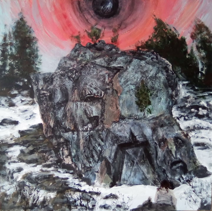 Painting titled "Rock-portal" by Alexashka, Original Artwork, Acrylic