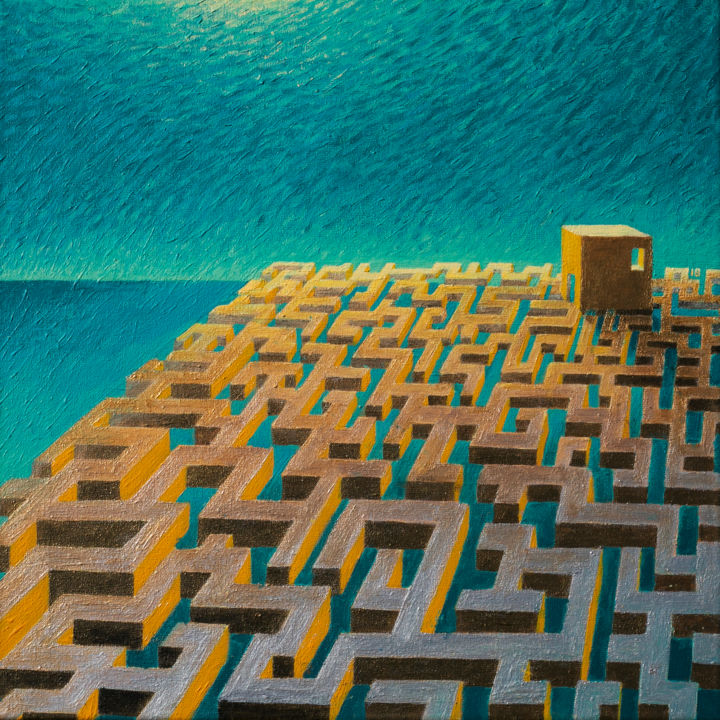 Painting titled "Labyrinth" by Barna, Original Artwork, Acrylic