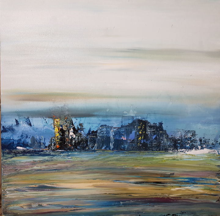 Pittura intitolato "The City" da Adel Barnat, Opera d'arte originale, Acrilico