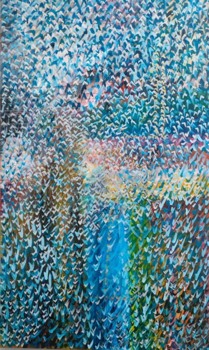 「FLOWING」というタイトルの絵画 Adel Barnatによって, オリジナルのアートワーク, アクリル ウッドストレッチャーフレームにマウント
