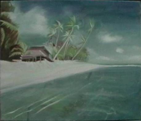 Painting titled "plage.jpg" by Baron Alexandre De Villechalane, Original Artwork