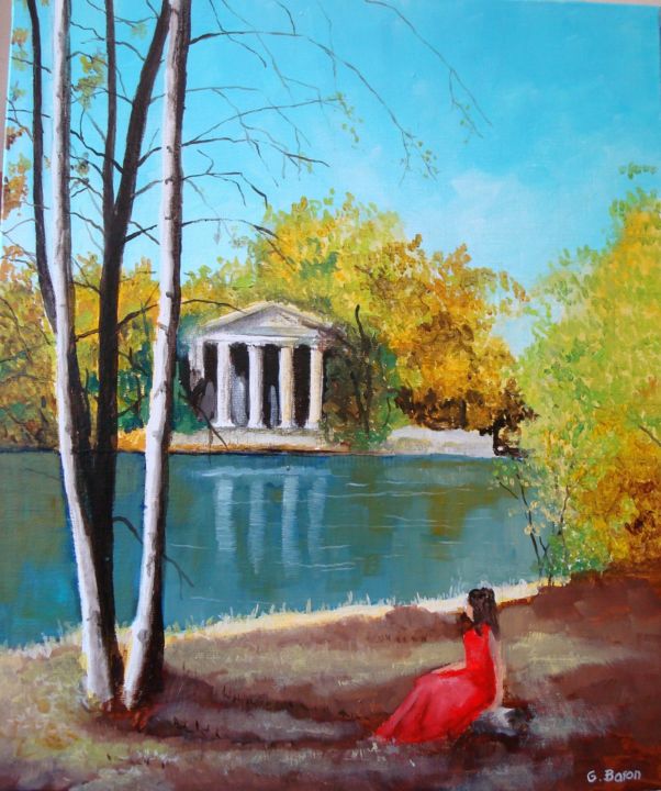 Painting titled "le temple" by Baron, Original Artwork, Oil