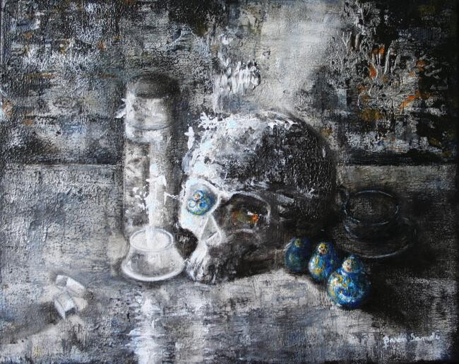 Peinture intitulée "Tea time" par Baron Samdi, Œuvre d'art originale, Huile
