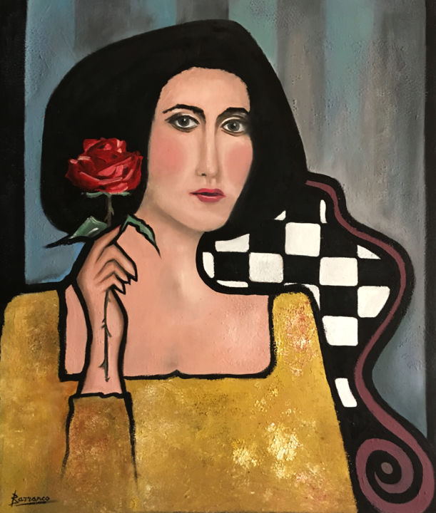 Painting titled "Roseline" by René Barranco, Original Artwork, Oil