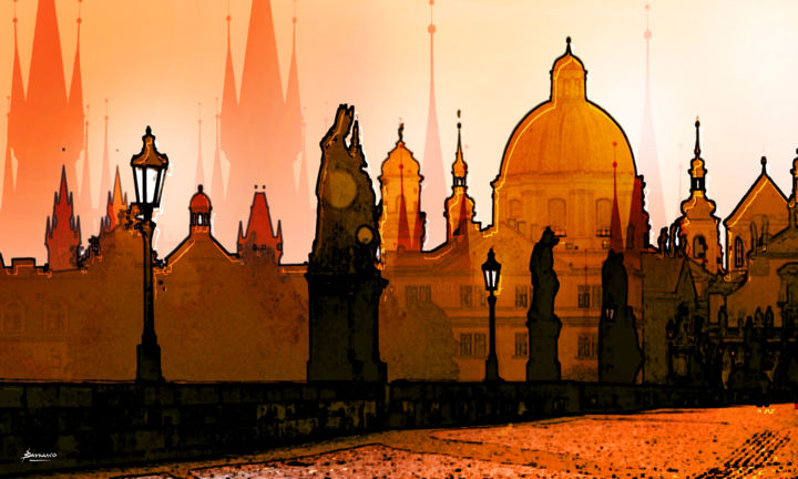 Digitale Kunst getiteld "Prague" door René Barranco, Origineel Kunstwerk, 2D Digital Work