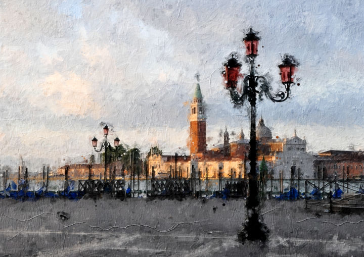 Artes digitais intitulada "Venise" por René Barranco, Obras de arte originais, Pintura digital