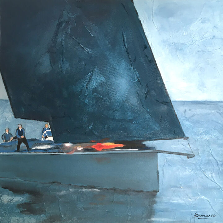 Peinture intitulée "Maxi dans le Golf" par René Barranco, Œuvre d'art originale, Huile