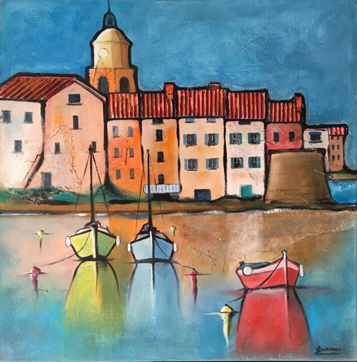 Pintura titulada "Port de La Ponche" por René Barranco, Obra de arte original, Oleo