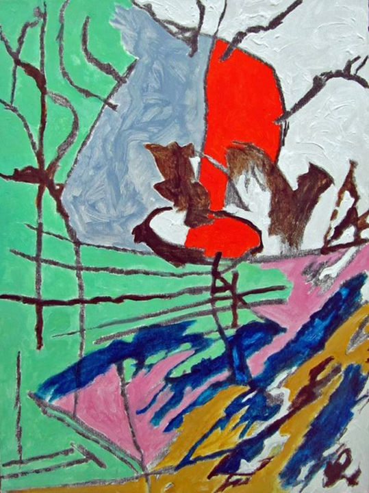 Painting titled "Au coeur de l'hiver…" by Barrie Walker, Original Artwork, Acrylic