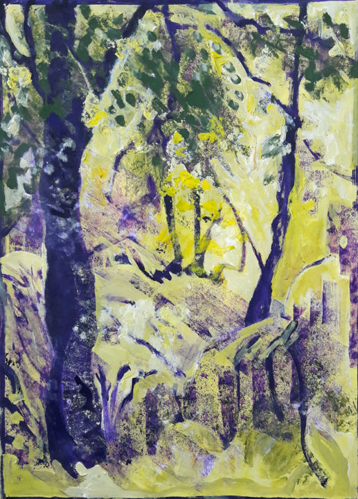 Painting titled "Sous-bois diaphane" by Barrie Walker, Original Artwork, Acrylic