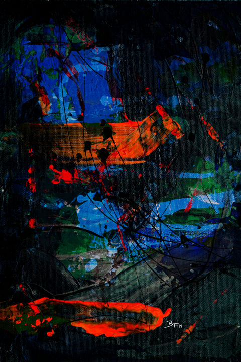 Arte digital titulada "Tethered to a Night…" por Barry Farley Visual Arts, Obra de arte original, Pintura Digital