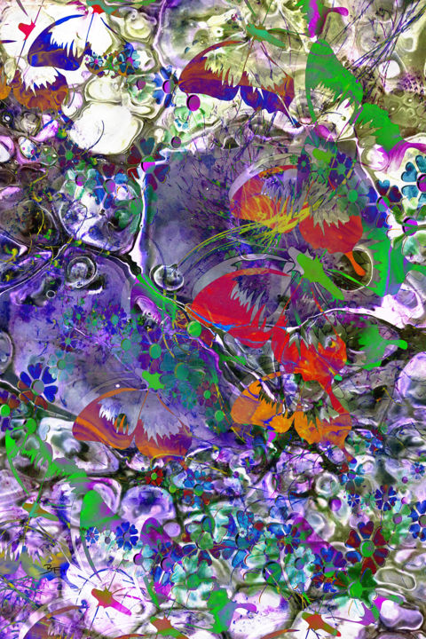 Digital Arts titled "Butterfly Pond of D…" by Barry Farley Visual Arts, Original Artwork, Digital Painting Mounted on Other…
