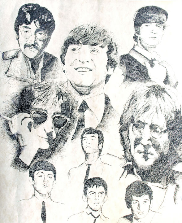 Peinture intitulée "Lennon" par Barrywking, Œuvre d'art originale, Encre