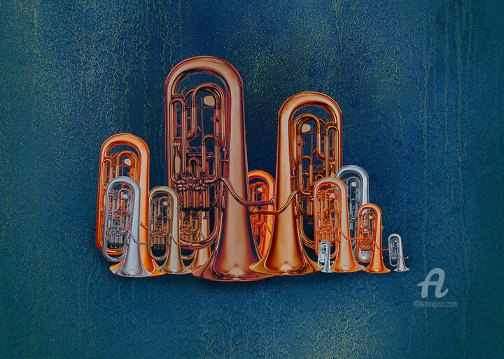 Digital Arts titled "Tuba or not tuba" by Bart Godelaine (Goiane), Original Artwork, Digital Painting