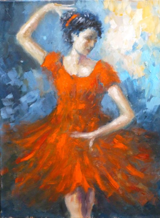 Schilderij getiteld "Flamenco" door Bart Buijsen, Origineel Kunstwerk, Acryl