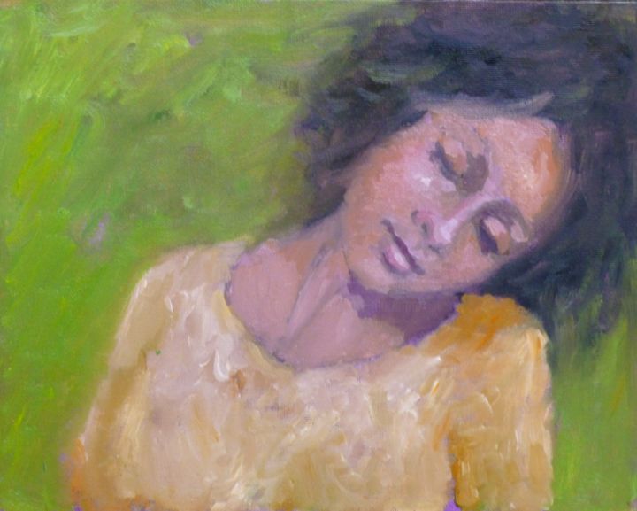 Painting titled "dozed off" by Bart Buijsen, Original Artwork, Acrylic