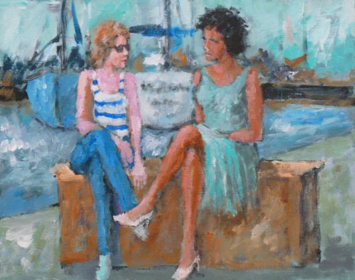 Schilderij getiteld "Jachthaven" door Bart Buijsen, Origineel Kunstwerk, Acryl