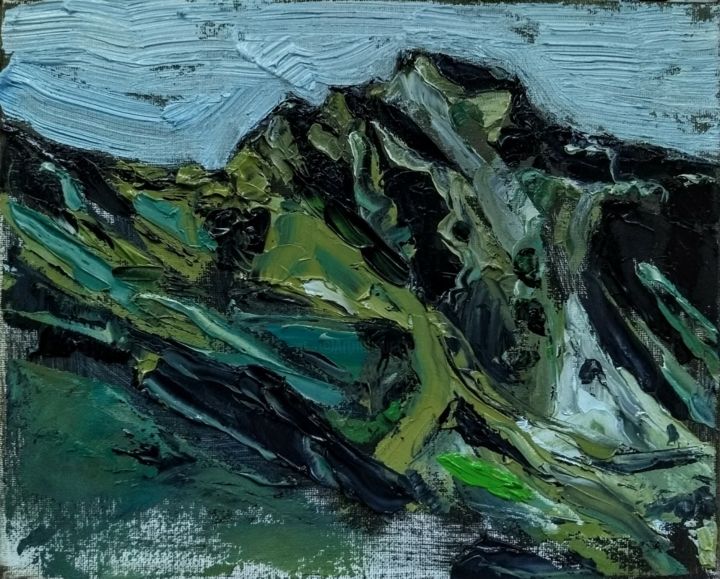 Peinture intitulée "groen berglandschap" par Bart Verbrugge, Œuvre d'art originale, Huile