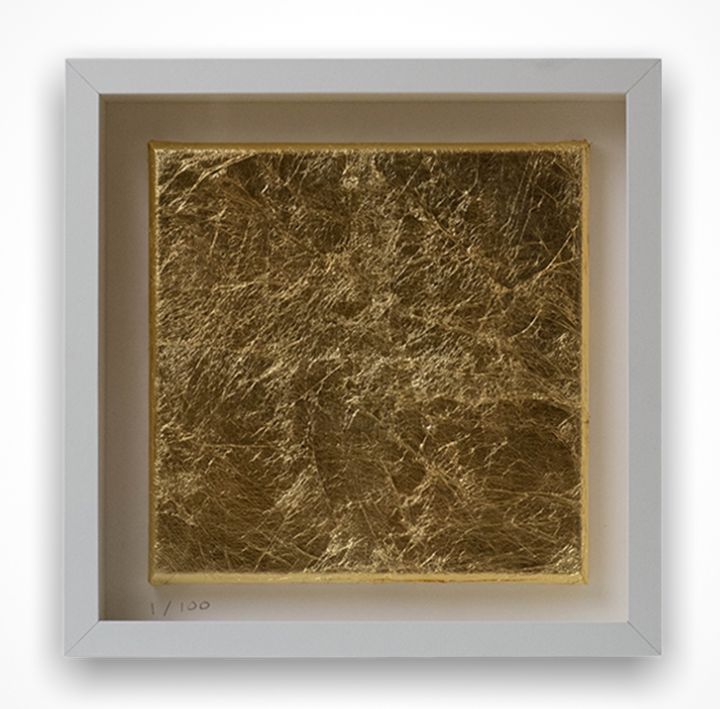 Peinture intitulée ""Aurum 25" 22Kt Gol…" par Bart Stillekens, Œuvre d'art originale, Bronze Monté sur Panneau de bois