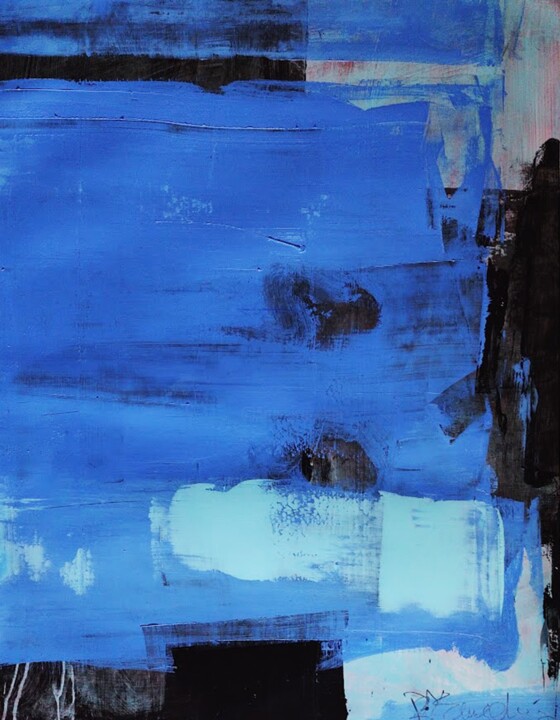 Painting titled "My world is blue" by Bart Van Zweeden, Original Artwork, Acrylic