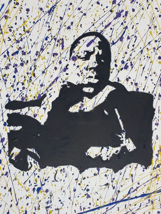 Schilderij getiteld "Biggie" door Barteu, Origineel Kunstwerk, Acryl Gemonteerd op Frame voor houten brancard