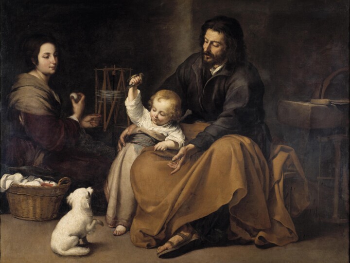 Peinture intitulée "Sainte Famille à l'…" par Bartolomé Esteban Murillo, Œuvre d'art originale, Huile