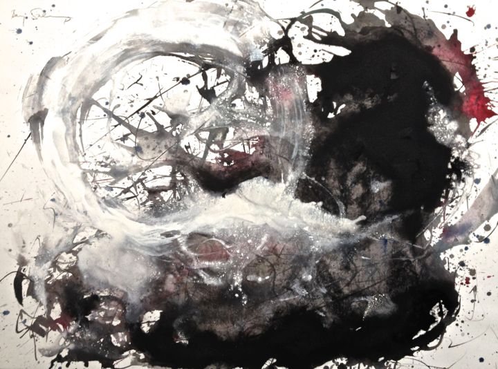 Painting titled "Nebula Mandala" by Baruj Salinas, Original Artwork, Gouache