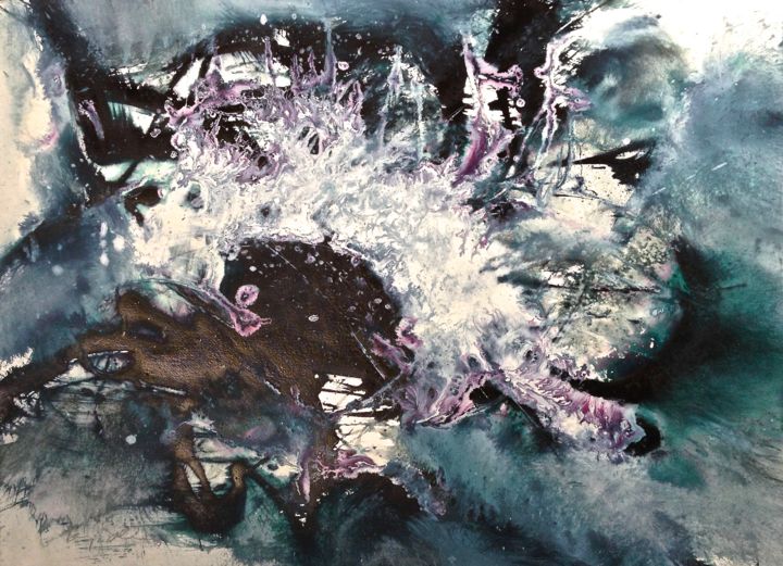 Painting titled "Tsunami II" by Baruj Salinas, Original Artwork, Gouache