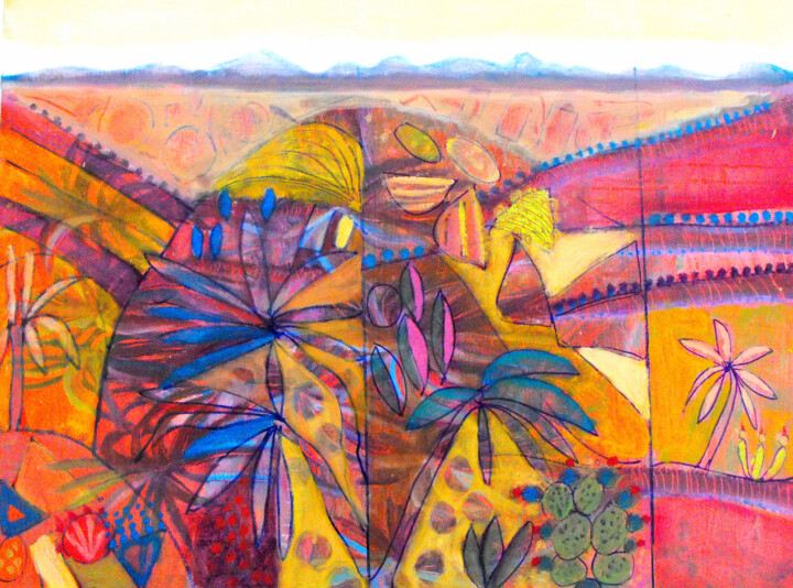 Schilderij getiteld "tribal 3" door Nalini Shanthi Cook, Origineel Kunstwerk, Olie