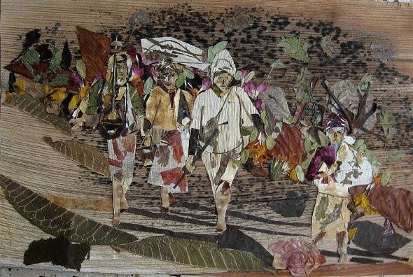 Painting titled "'Pilgrims'" by Basant Soni, Original Artwork, Oil