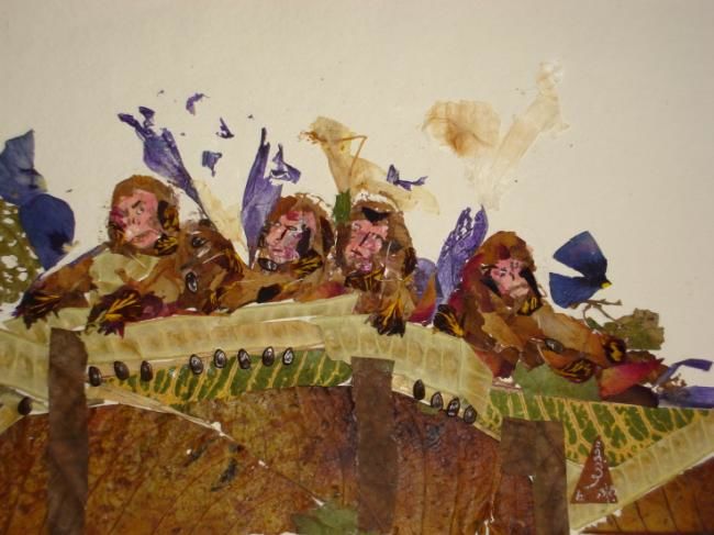 Painting titled "Hungary monkeys" by Basant Soni, Original Artwork, Oil