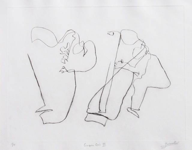 Gravures & estampes intitulée "Croquis-Qui VI" par Lionel Bascoulard, Œuvre d'art originale
