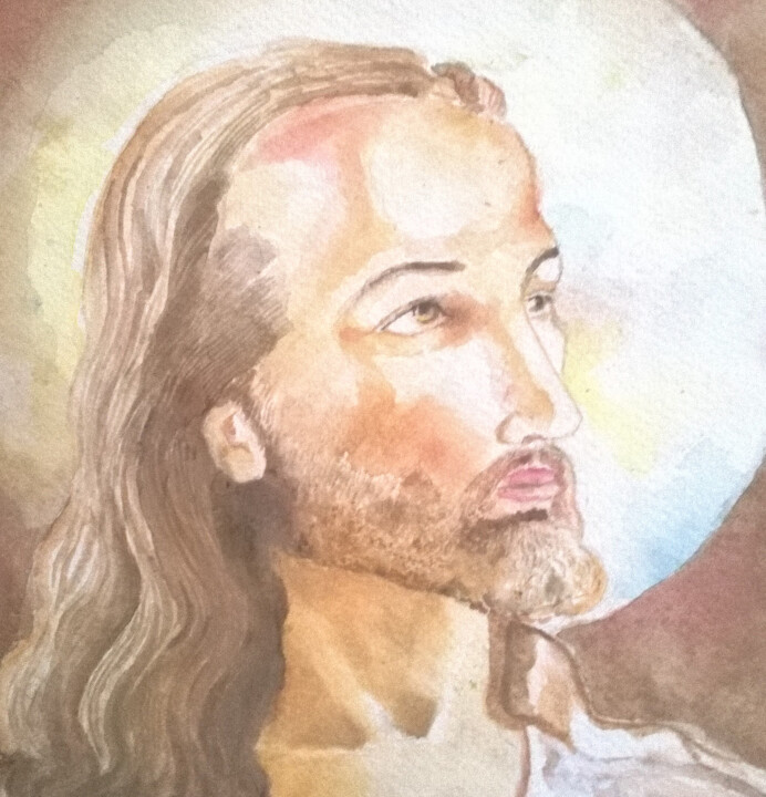 Painting titled "Jesus Christ" by Baskarane Saint Ange, Original Artwork, Acrylic