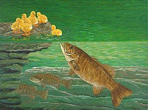Arte digital titulada "Fish Art Smallmouth…" por Fine Art Prints Fish Flowers Baslee Troutman, Obra de arte original, Otro