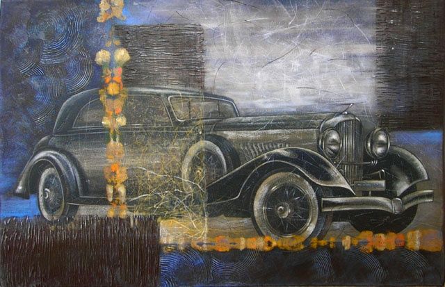 Painting titled "car" by Natalia Basova, Original Artwork