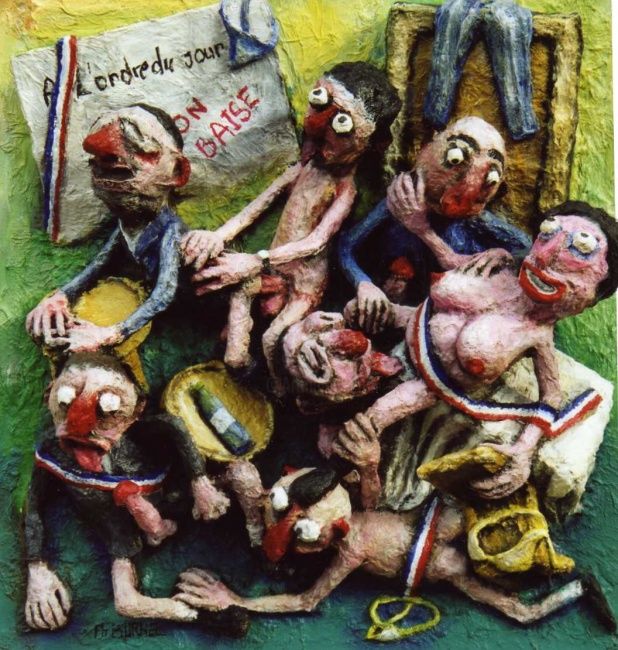 Scultura intitolato "Les élus s'éclatent." da Burnel Philippe, Opera d'arte originale