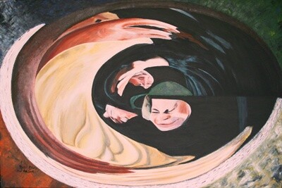 Painting titled "Under Siege" by Bassel Olabi, Original Artwork, Oil