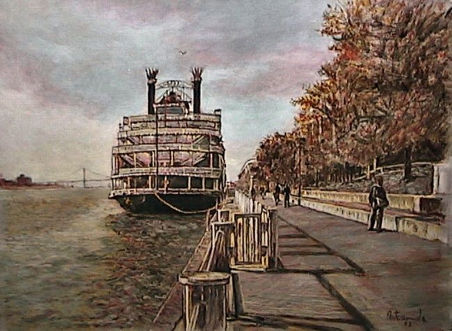 Painting titled "Bob-lo Boat Detroit" by Angelo Antonnicola, Original Artwork, Oil