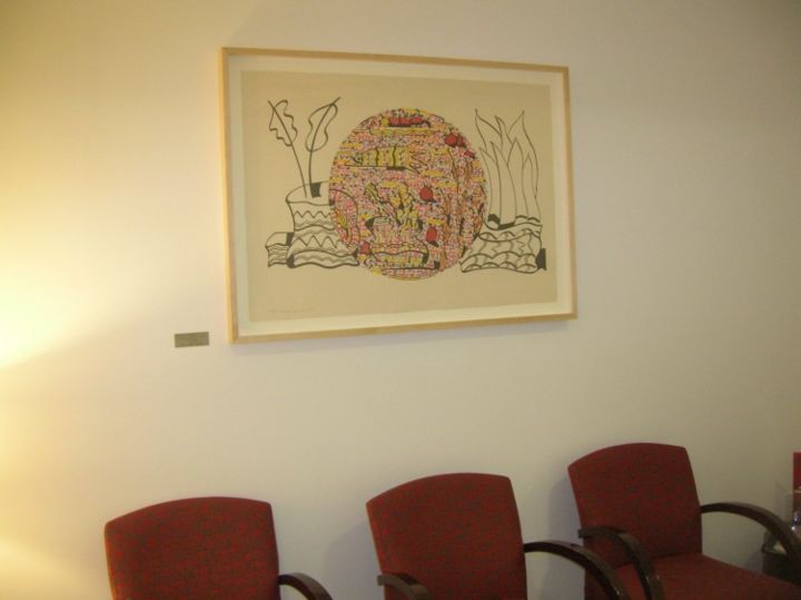 Pintura titulada "waiting area- corne…" por Elliot Bassman, Obra de arte original