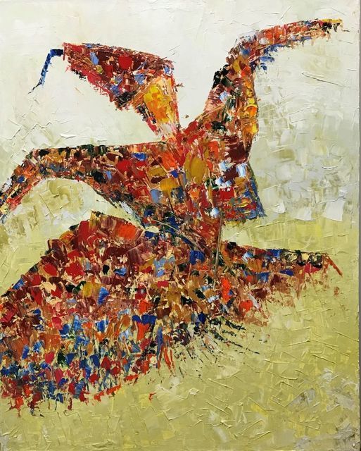 Malerei mit dem Titel "The Swirl of Life" von Rita Basumallick, Original-Kunstwerk, Öl