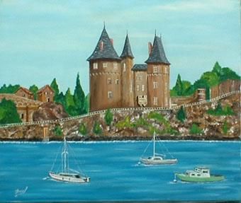 Painting titled "Pornic le Chateau" by Michel Breuil, Original Artwork