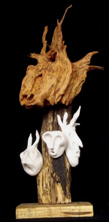 雕塑 标题为“Des visages, des fi…” 由Batich, 原创艺术品, 混合媒体