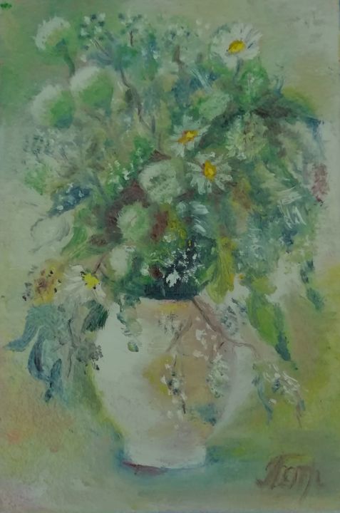 Картина под названием "Цветы 3" - Aleksandra Batrakova, Подлинное произведение искусства, Масло