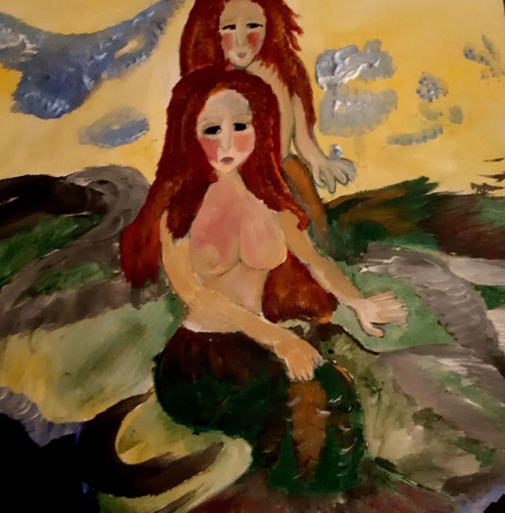 Peinture intitulée "Mermaid" par Batwoman Mea Sanso, Œuvre d'art originale, Acrylique